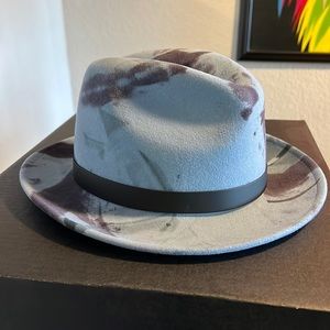 Blue felt fedora